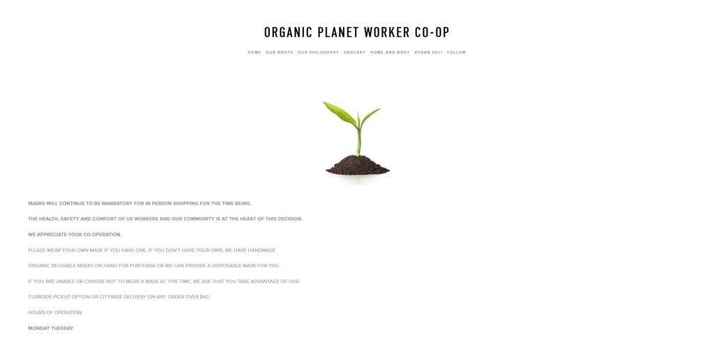 Organic Planet Worker Co-op Homepage