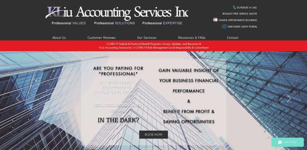K Liu Accounting Services Inc. - Mobile & Virtual Tax Accounting Bookkeeping Homepage