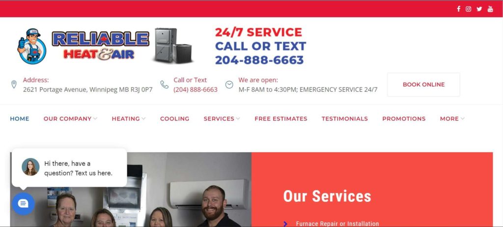Reliable Heating & Air Conditioning, LTD. Homepage