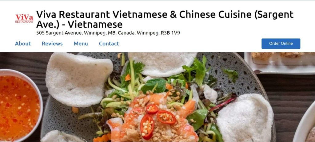 Viva Restaurant Homepage