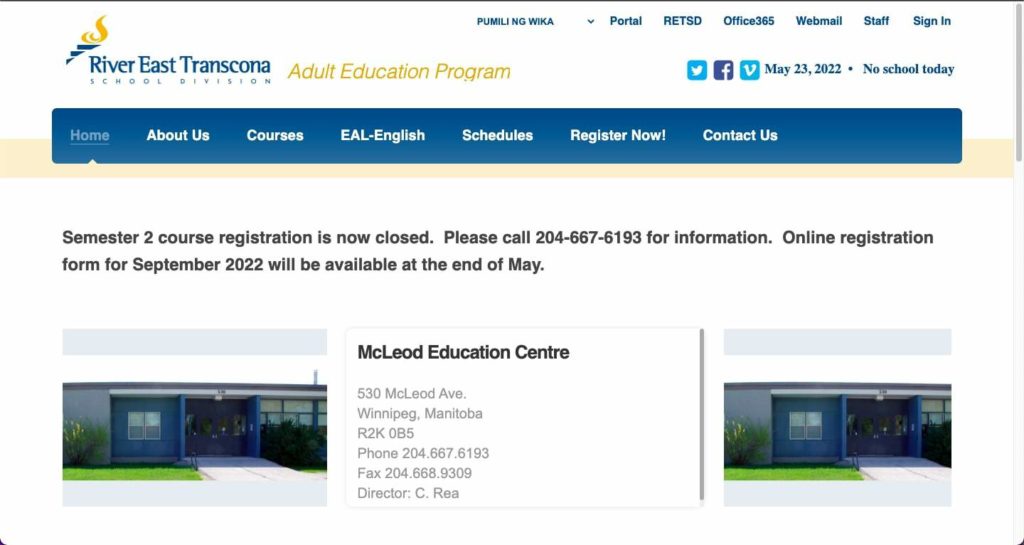 McLeod Adult Learning Centre Homepage