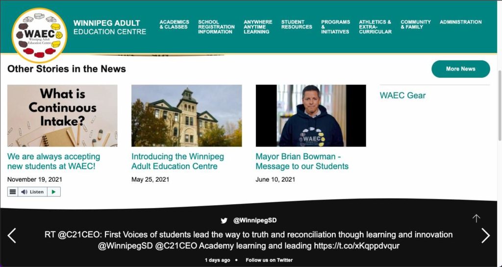 Winnipeg Adult Education Centre Homepage