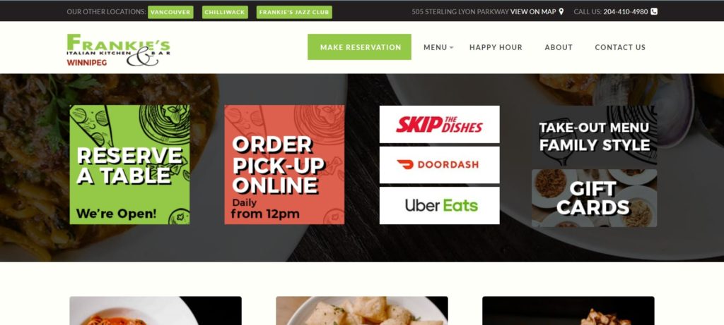 Frankie's Italian Kitchen & Bar's Homepage