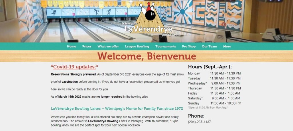 LaVérendrye Bowling Lanes Homepage