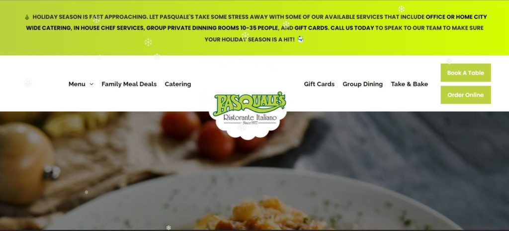 Pasquale's Italian Ristorante's Homepage