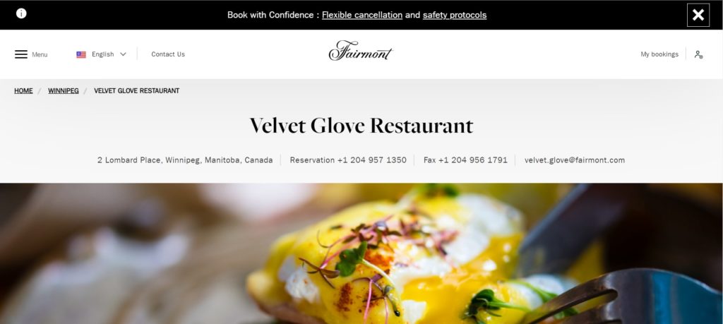 Velvet Glove Restaurant at the Fairmont Hotel's Homepage