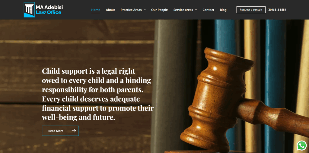 MA Adebisi Law Office homepage