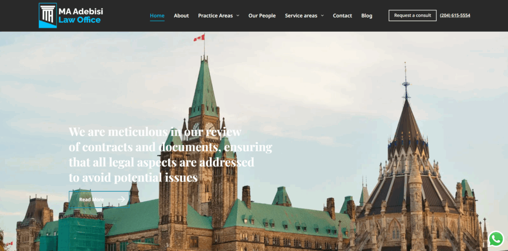 MA Adebisi Law Office homepage