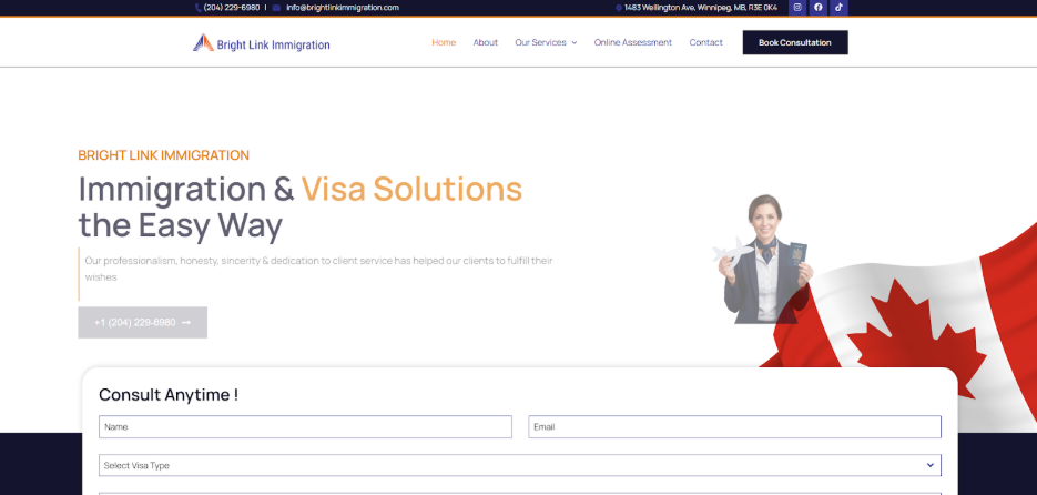 Bright Link Immigration homepage