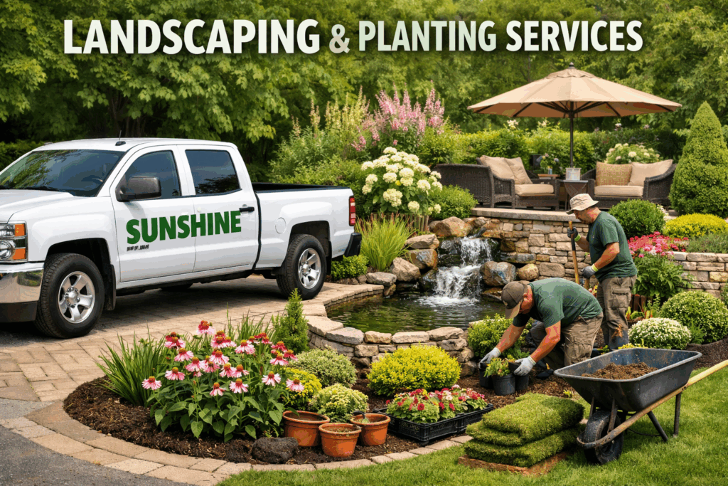 sunshine landscaping and lawn maintenance banner