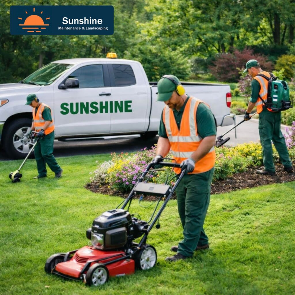 sunshine landscaping and lawn maintenance banner