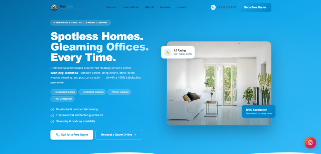 rise cleaning homepage