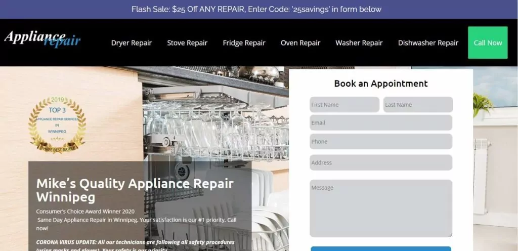 Mike's Quality Appliance Repair Winnipeg's Homepage