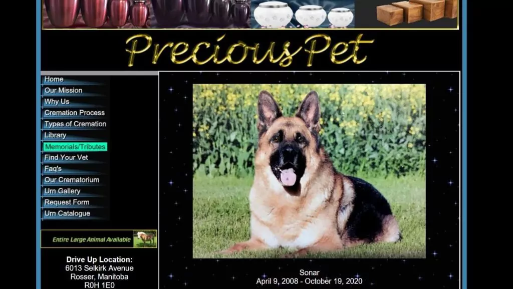 Precious Pet Cremation's Homepage