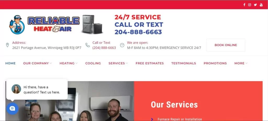 Reliable Heating & Air Conditioning, LTD. Homepage