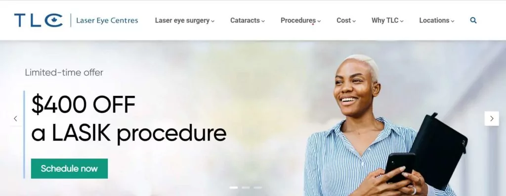 TLC Laser Eye Centres Homepage
