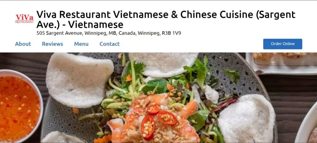 Viva Restaurant Homepage