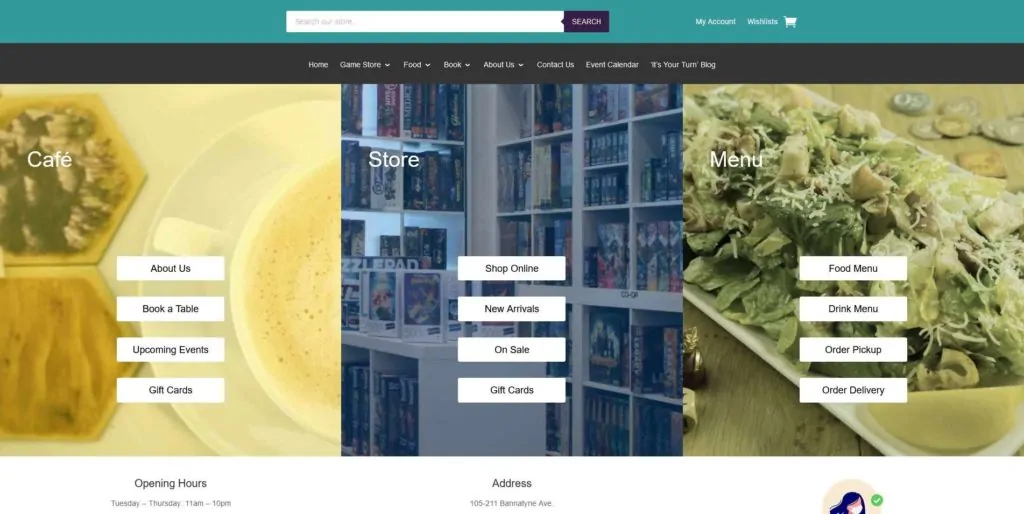Across The Board Game Café's Homepage