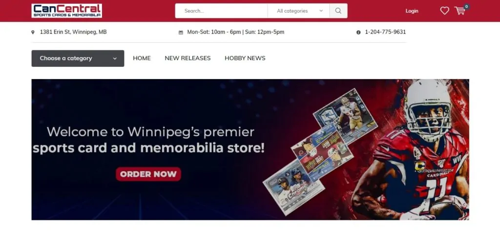 CanCentral Sports Cards & Memorabilia's Homepage