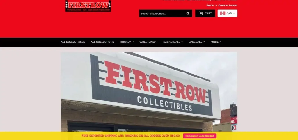First Row Collectibles Homepage