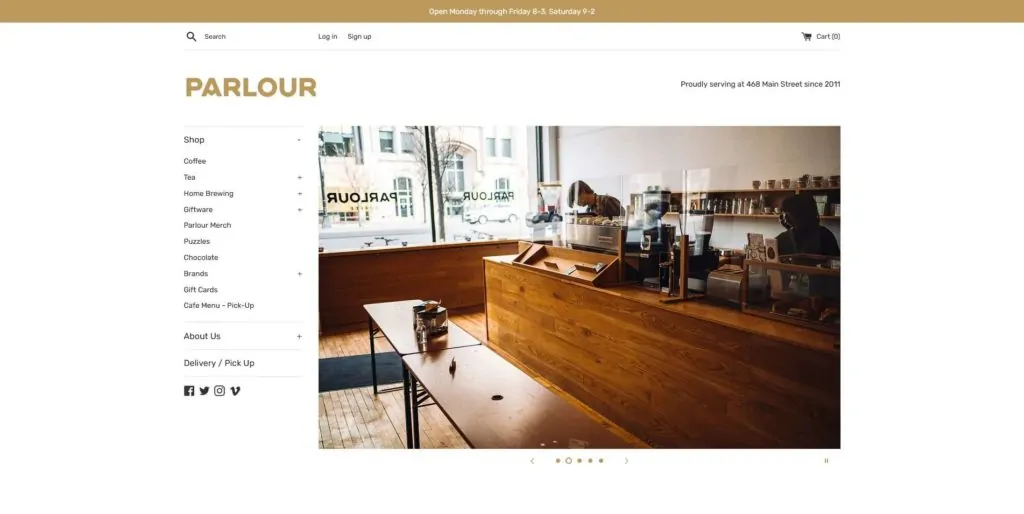 Parlour Coffee's Homepage